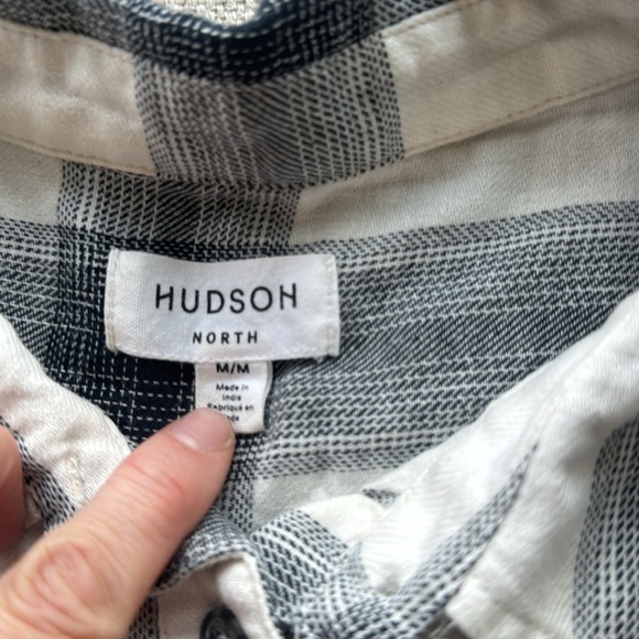 Hudson North, M, button up shirt black/white plaid - Picture 2 of 4